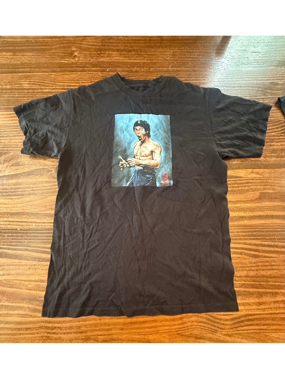 Black Bruce Lee Graphic T-Shirt with Be Water My Friend Back Print